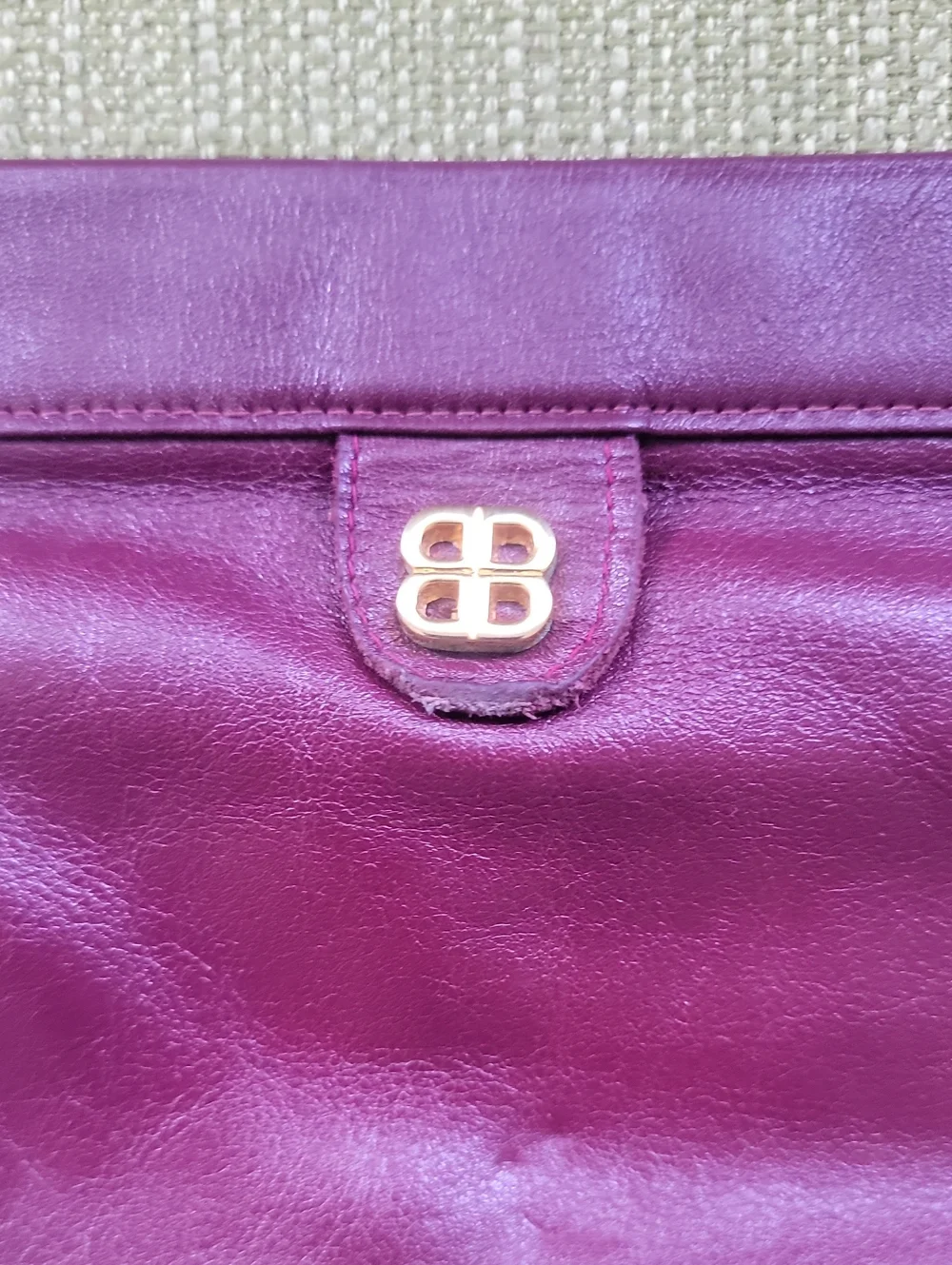Vintage By BOSCA Leather  Clutch with Gold Accent